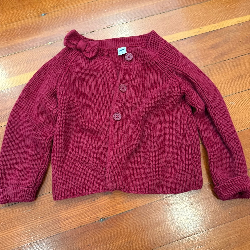 Janie & Jack Girls Burgundy Knit Cardigan Sweater Size 5
